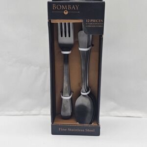 Bombay Fine Stainless Steel Flatware New 12 Pieces Set 6 Tablespoons 6 Forks